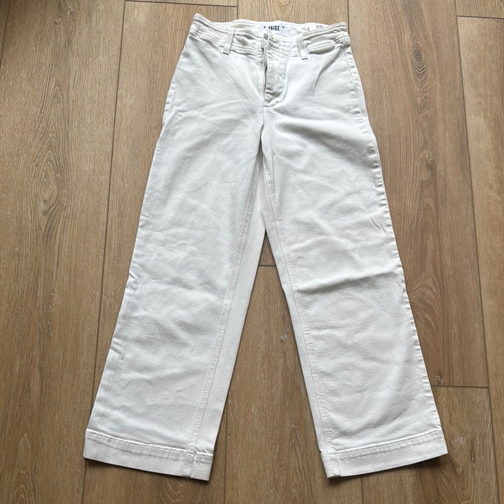 Paige White Wide-Leg Cropped Pants